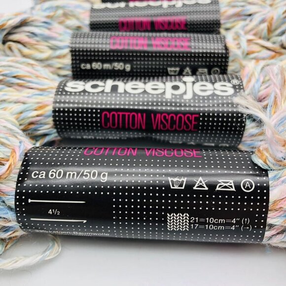 Scheepjes Yarn Lot of 5 Pastel Variegated Cotton Viscose Made in Holland New - Picture 4 of 5